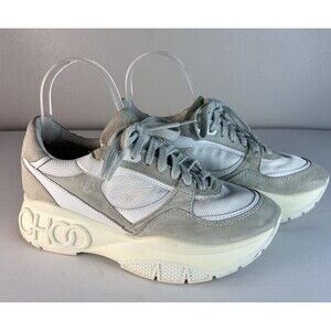 Jimmy Choo Landon Trainers Size EU 36 White And Gray Platform Sneakers US 6